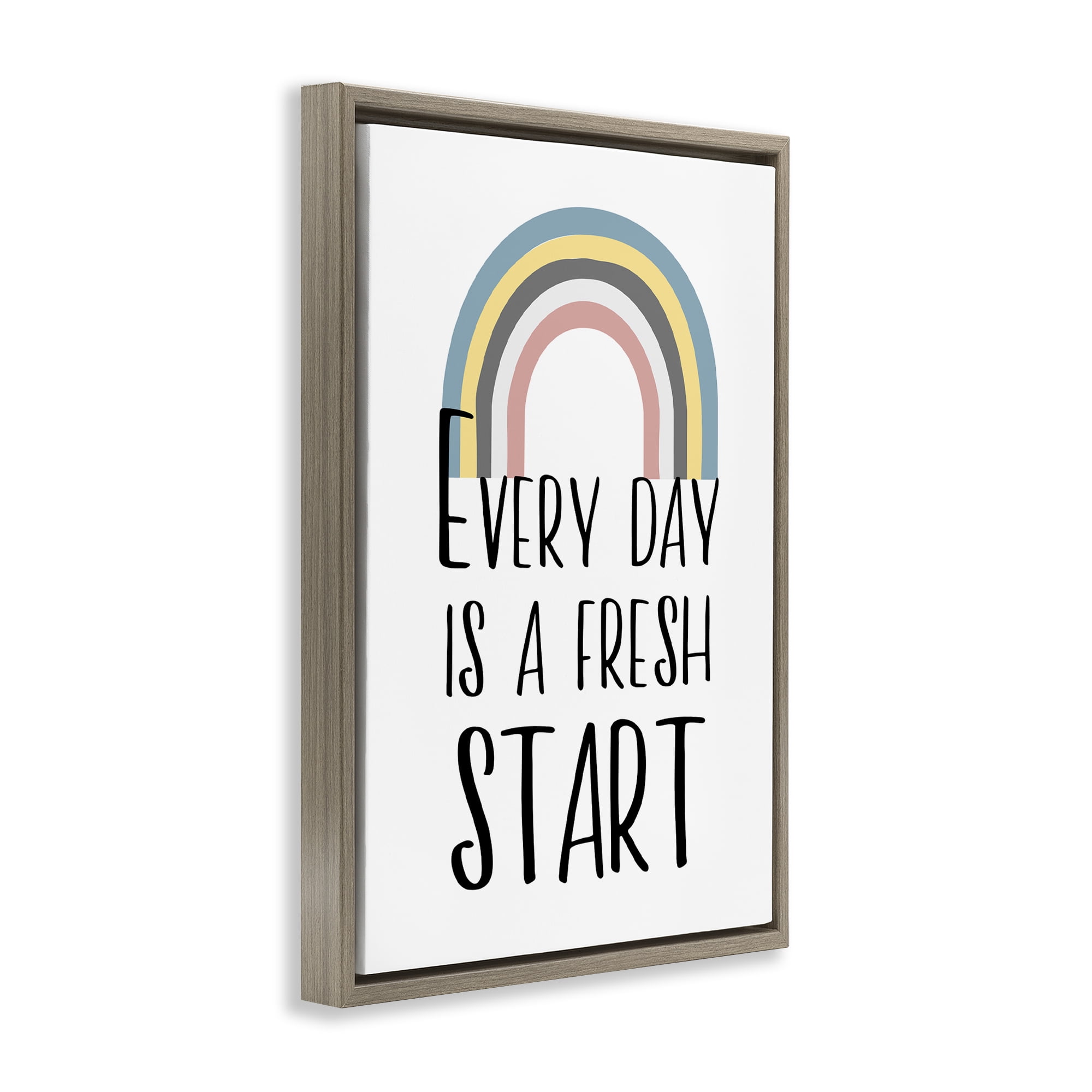 Stupell Industries Every Day Fresh Start Text & Numbers Painting Brown Floater Framed Canvas Art Print Wall Art, 21 x 31