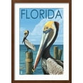 thumbnail image 2 of Art.com Brown Pelicans - Florida, c.2008 Art Print by Lantern Press, Brown Frame Wall Art, 17" x 23", 2 of 5