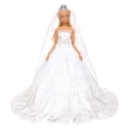 thumbnail image 1 of Vestido de novia blanco Barwa con velo largo fiesta de noche vestido de encaje blanco de princesa para muñeca de niña de 11,5 pulgadas, 1 of 1