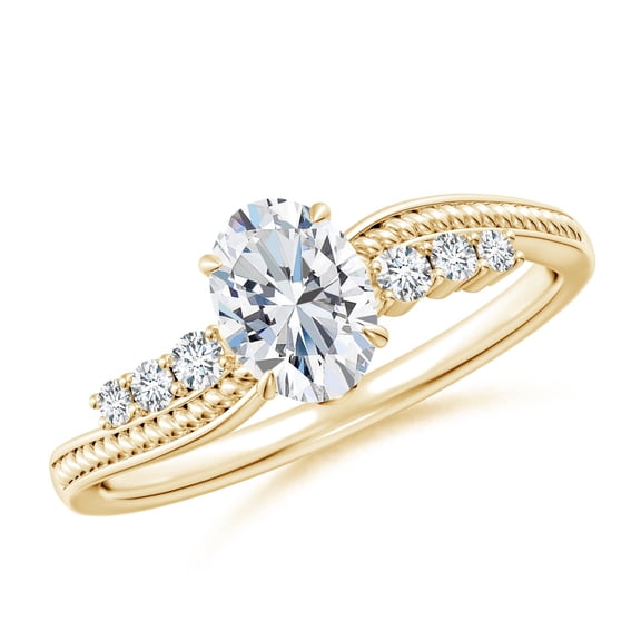 ANGARA Lab Grown Diamond Bypass Shank Engagement Ring for Women in 14K Yellow Gold (Size-7x5mm| Color-F-G| Clarity-VS) | April Birthstone, Anniversary, Jewelry Gift for Women | Lab-Grown Diamond Ring