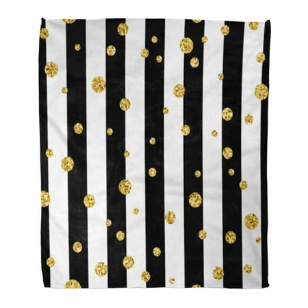 Yellow Throw Blankets SIDONKU Flannel Throw Blanket Yellow Big Gold Polka Dot on Lines Golden Confetti Soft for Bed Sofa and Couch 50x60 Inches ()