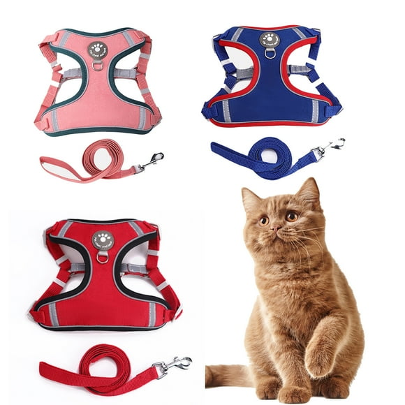 Neinkie Harnais et Laisse pour Chat Ensemble Élégant Gilet Harnais Ajustable Respirant avec Laisse Réfléchissante