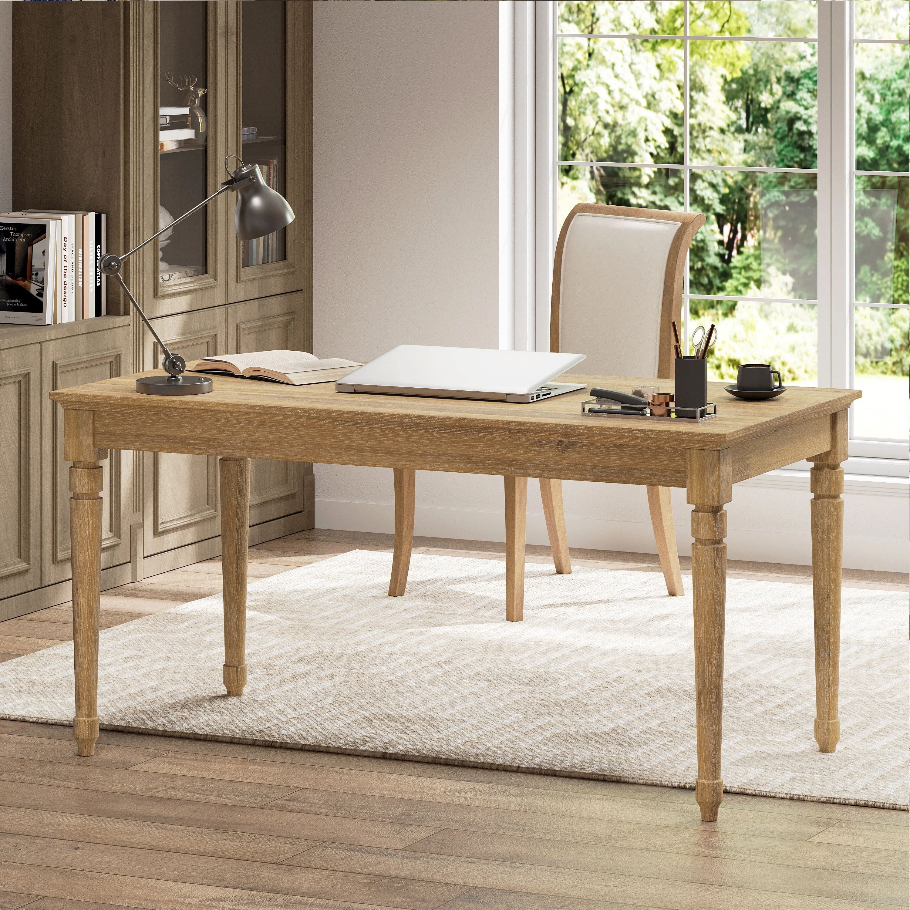 Euroco 60 inch Writing Desk with Storage Drawer,Wood Computer Desk,Small Work Study Table,Vanity Dressing Table for Home Office,Seadrift