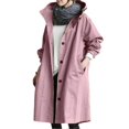thumbnail image 3 of Women Windbreaker Jacket Casual Loose Button Pockets Hooded Windproof Waterproof For Outdoor Hiking New, 3 of 3