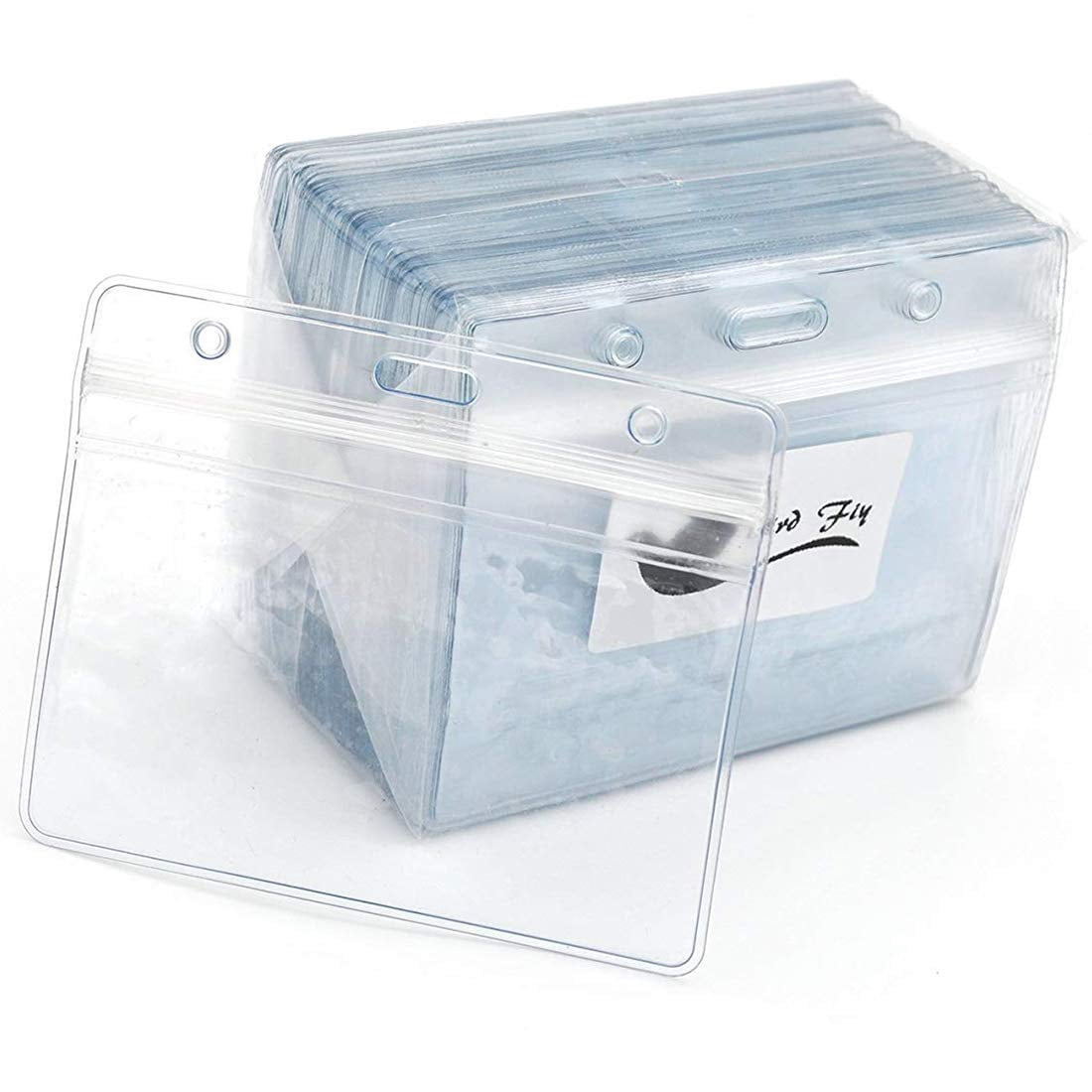 Name Tags Blue Lanyards/badge Holder Pairs Woven Round Lanyard & Horizontal Sealable Waterproof Clear Plastic Id Card Lanyards With Badges (blue  50 Pack)