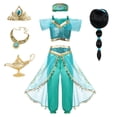 thumbnail image 3 of Disney-vestido de princesa Jasmine para niña, disfraz de Aladdín, lámpara de sirena, Elena, Moana, fiesta de cumpleaños, Carnaval, 3 of 4