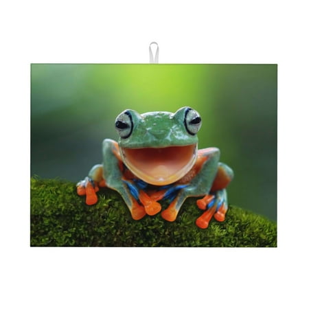 

Adobk Tree Frog Print Microfiber Dish Drying Mat Baby Bottle Drying Mat Kitchen Counter Dish Mat Super Absorbent