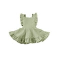 thumbnail image 1 of Kmbangi Girls Solid Color Suspender Skirt Sleeveless Square Collar Large Hem High Waist Dress with Ruffles, 1 of 9