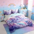 thumbnail image 2 of Erosebridal Rainbow Unicorn Print 7-Piece Bedding Comforter Set,Colorful Blossom Floral King Bedding Sets For Girls Kids,Reversible Light gray, 2 of 7