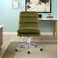 thumbnail image 2 of Modern Home Office Chair, Desk Chair with Silver Base Feet, Velvet Fabric Leisure Adjustable Office Chair with Wheels, Armless Leisure Swivel Computer Chair, for Living Room, Bed Room, Dorm, Green, 2 of 7
