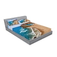 thumbnail image 2 of Ambesonne Landscape Fitted Sheet & Pillow Sham Set, Summer Beach Spain, Full, Blue Brown, 2 of 2