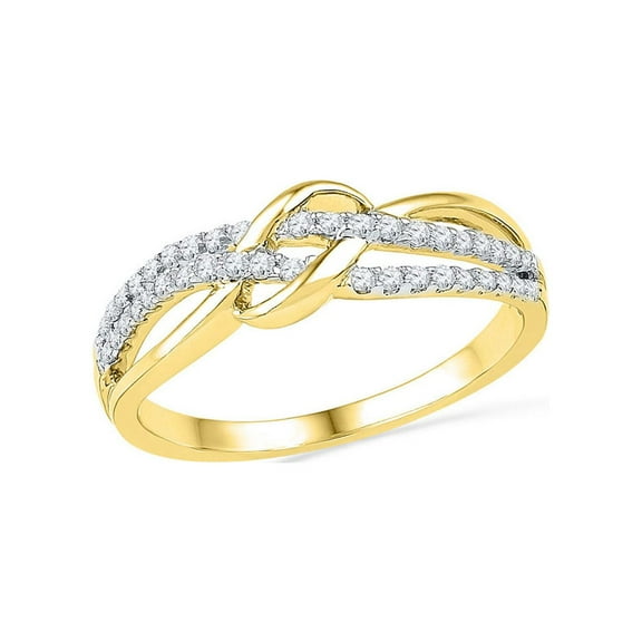 Diamond Princess 10kt Yellow Gold Womens Round Diamond Crossover Band Ring 1/5 Cttw