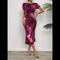 thumbnail image 4 of Vestido Ajustado con Cuello Redondo y Mangas para Mujer Vino Tinto M, 4 of 7