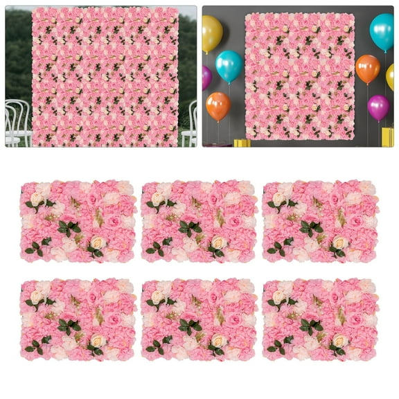 6 Pcs Dark Pink Artificial Flower Wall Panels 40*60cm Party Wedding Backdrop Decor Silk Fabric Floral Plant Panels
