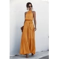 thumbnail image 6 of Mengpipi Summer Halter Dresses for Women High Waist Sleeveless Maxi Dress Sundress with Belt, Yellow-XL(US 12), 6 of 6