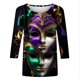 thumbnail image 4 of Tejiojio 3/4 Length Sleeve Women Tops Carnival Crew Neck Dressy Loose Fit Blouses Casual Summer T Shirts, 4 of 5