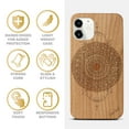 thumbnail image 4 of Case Yard Wooden Case Outside Soft TPU Silicone, Slim Fit Shockproof Wood Protective Phone Cover for Girls Boys Men and Women, Supports Wireless Charging Mini Mandala Design case for iPhone-11, 4 of 7