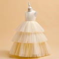 thumbnail image 4 of Pejock Girls Sleeveless Princess Pageant Dress - Puff Cake Skirt with Mesh Bow, Fashion Show Costume for Ages 7-14 Size 120-170, 4 of 9