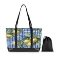 thumbnail image 7 of FORMRS Canvas Laptop Tote Bag for Women with 15.6" Computer Compartments Shoulder Handbag, Green Lemon Plaid, 7 of 7