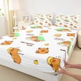 thumbnail image 3 of Homewish Funny Capybara Twin Sheet Sets,Cute Cartoon Animal Twin Fitted Sheet,White Brown Flat Sheet For Girls Kids,Luxury Bedroom Decor,3-Piece, 3 of 7
