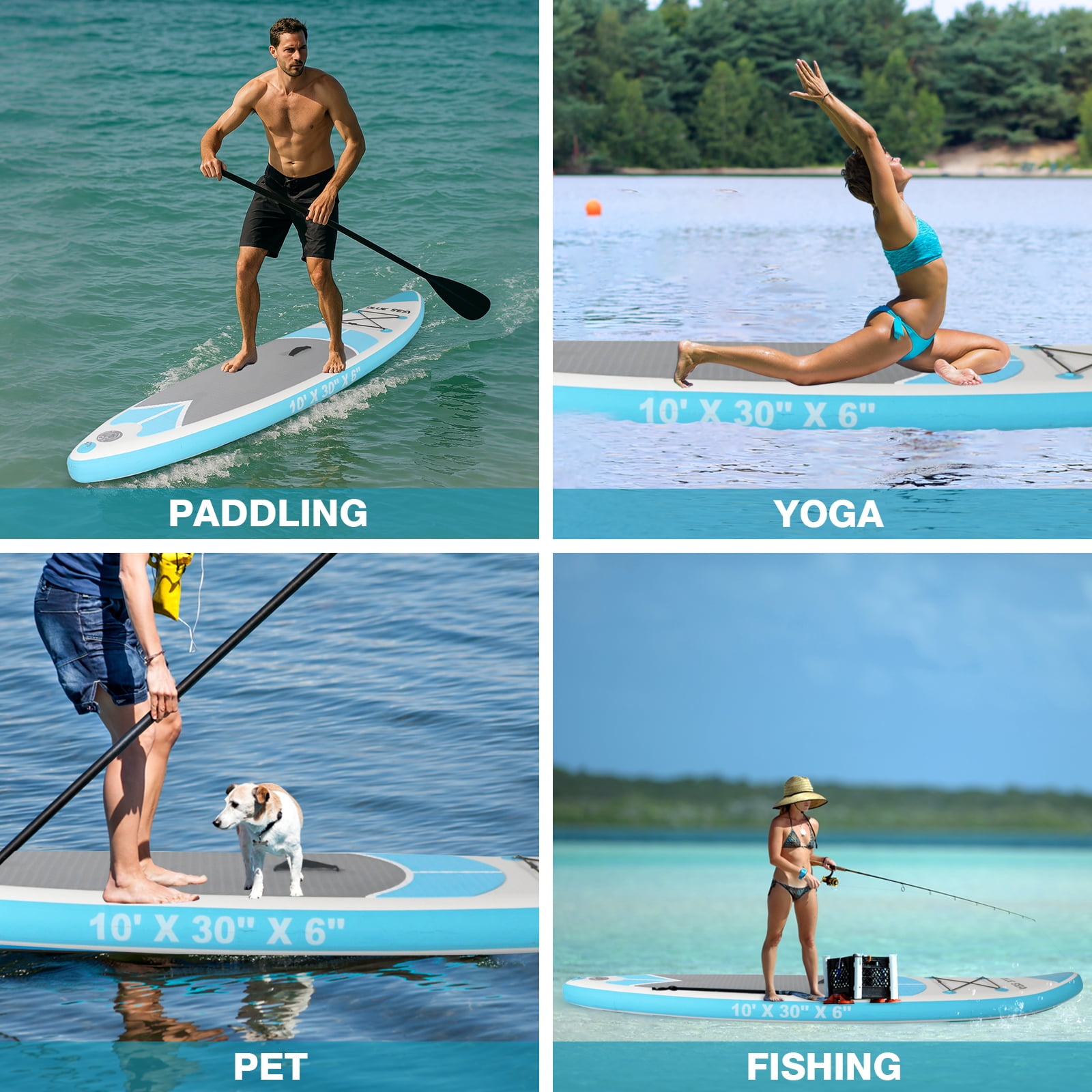 XKZJPG 10' Inflatable Stand-up Paddle Board, Extra Wide Design for Yoga & Fishing, Includes Backpack