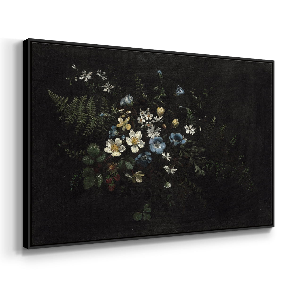 Vintage Botanical Print-XXXV By Wexford Home Framed in Black Wood Gallery Wrapped Canvas 17 in. x 25 in.