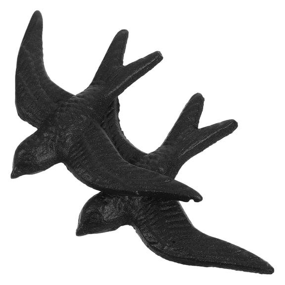 WEUVEB Rustic Farmhouse Cast Iron Wall Decor Black 3D Bird Wall Art Set of 2 for Living Room Home Decoration