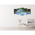 thumbnail image 3 of Wieco Art Peaceful Waterfall-Modern 5 Piece Green Landscape Artwork, 3 of 4