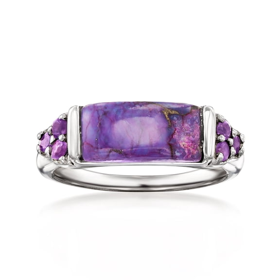 Ross-Simons Purple Turquoise and .10 ct. t.w. Amethyst Ring in Sterling Silver, Women's, Adult