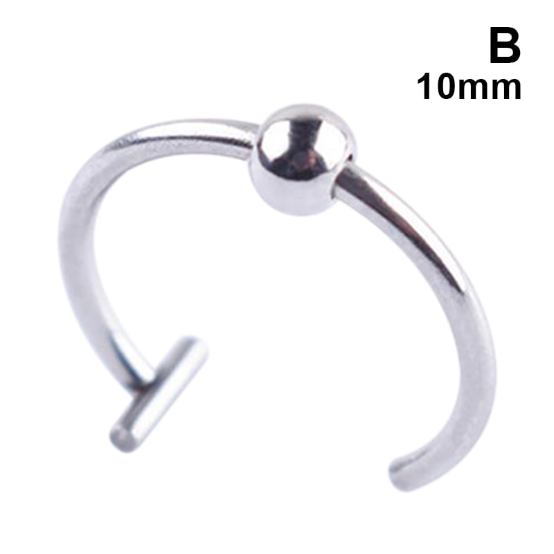 Nose Ring Septum Lip Fake 3mm Ball Ring 10mm 925 Sterling Silver Hoop Ring 