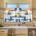 thumbnail image 2 of Yayeee Kitchen Curtains Tier Set of 2 Light Filtering 57"x24" Over Sink Window Panels, Orange Hand Drawn Sailboats, 2 of 7