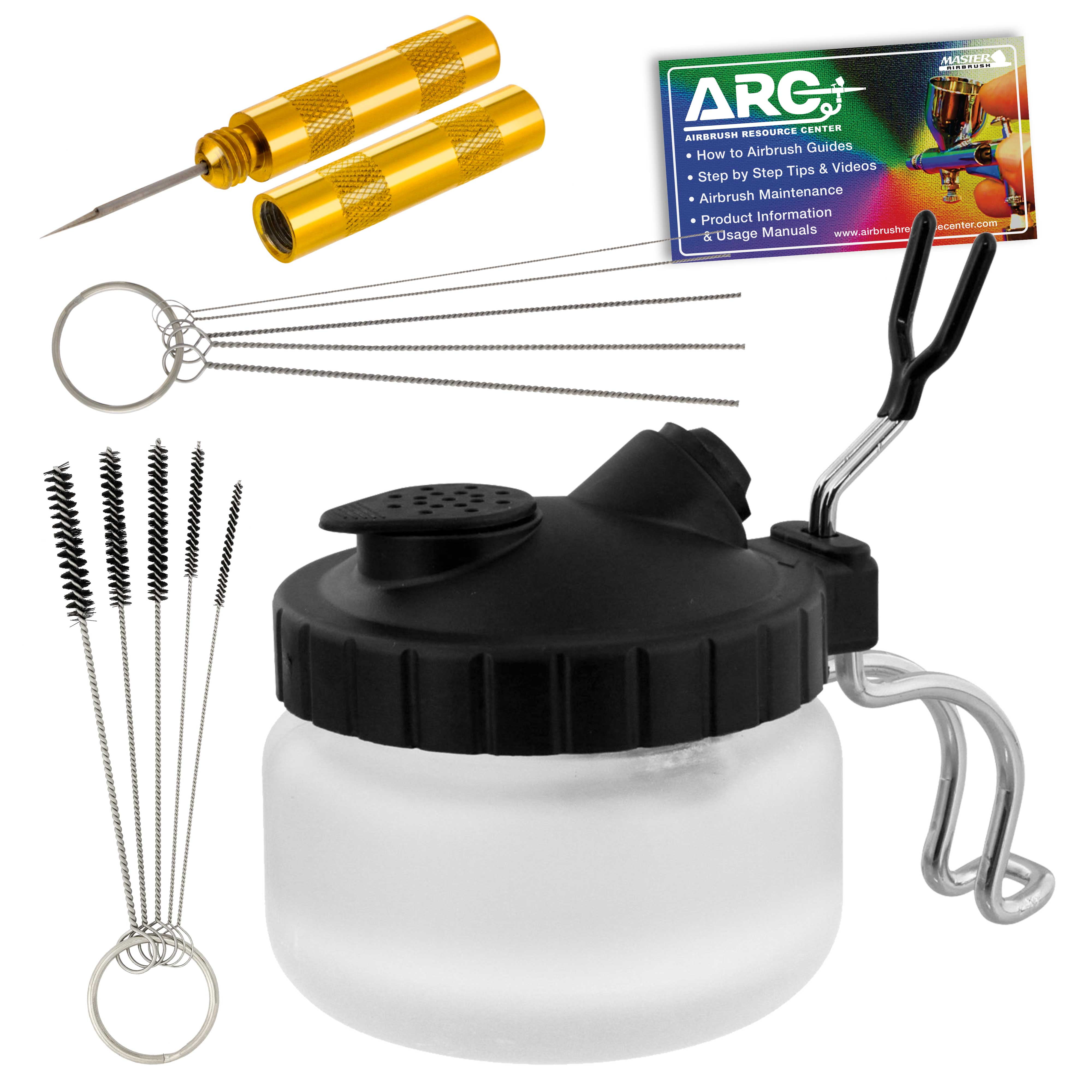 1 Wash Needle Watson & Webb Airbrush Cleaning Kit 5 pc Cleaning Brushes Glass Cleaning Pot Jar with Holder 5 pc Cleaning Needles 