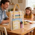 thumbnail image 5 of Toycle Transparent PVC Tote Bag Large Capacity School Handbag Double-Layer Suitable For Students To Carry s(Yellow,Plastic), 5 of 8
