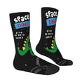 thumbnail image 2 of Goofa Space Dino Cartoon Black Printed Men's Crew Socks, Soft Durable Breathable Moisture-Wicking with Odor Control Cotton socks, 2 of 9