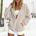 thumbnail image 6 of SUXIAN Zip up Hoodie Solid Color Long Sleeve Soft Lined Pockets Relaxed Breathable Jacket Womens Zip up Hoodies S, 6 of 7