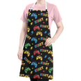 thumbnail image 2 of Multicolor Controllers Games Icons Black Apron-Garden Aprons for Women with Pockets-Cotton Linen Waterproof Kitchen Cooking Gardening Aprons Adjustable for Kitchen,Cooking,BBQ and Salon 33x27 Inch, 2 of 3