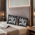 thumbnail image 2 of Set of 2 Decorative Throw Pillow Covers 18x18in - Motivational " Believe in Yourself " Design with Stars & Leaf Wreath for Couch Bed Car, 2 of 8