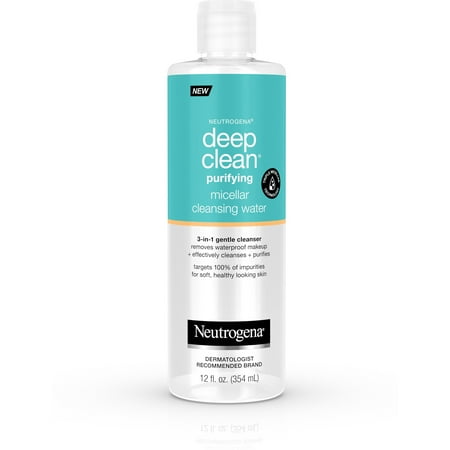 Neutrogena Deep Clean Gentle Purifying Micellar Water and Cleansing Water-Proof Makeup Remover, 12 fl. oz (Pack of 3)