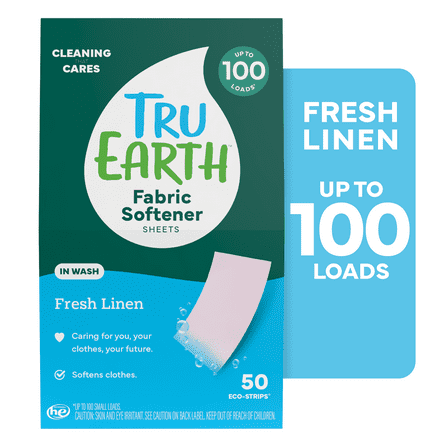 Tru Earth In-Wash Fabric Softener Sheets - Fresh Linen - 50 Count, 100 Loads