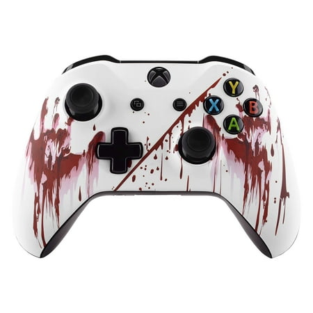 eXtremeRate Bloody Hand Patterned Front Housing Shell Case, Soft Touch Faceplate Cover Replacement Kit for Xbox One S & One X Controller (Model 1708) - Controller NOT Included