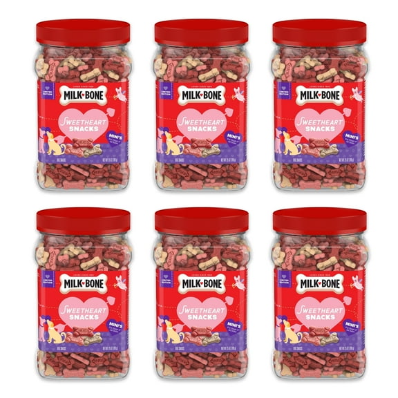 (Pack of 6) Milk-Bone Sweetheart Snacks Mini’s Dog Treats, 25 oz. Canister