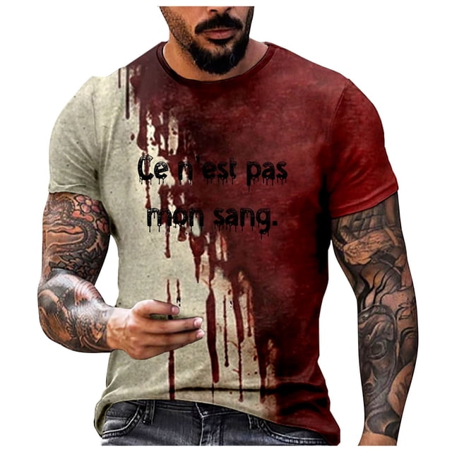 Playeras Hombre Gimnasio Hombres Letras Teñidas Cuello Redondo Manga Corta Camiseta Casual Tendencia Suelta Y Cómoda Superior