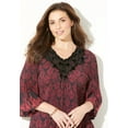 thumbnail image 4 of Catherines Women's Plus Size Petite Velvet Trim Pleated Blouse, 4 of 4