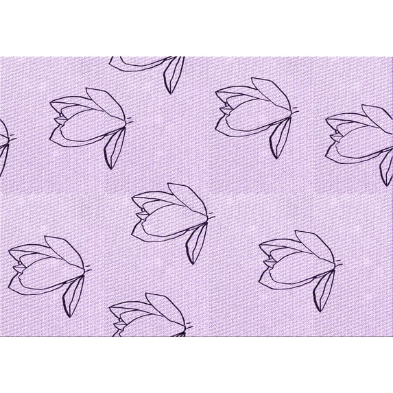 Ahgly Company Machine Washable Indoor Rectangle Transitional Bright Lilac Purple Area Rugs, 7' x 9'