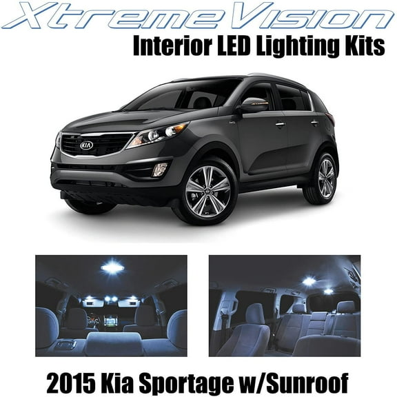 XtremeVision LED for Kia Sportage w/Panoramic Sunroof 2015 8 Pieces Cool White Premium Interior LED Kit Package   Installation Tool