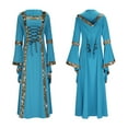 thumbnail image 3 of Efsteb Medieval Dress for Women Vintage Renaissance Costumes Gothic Dress Floor Length Halloween Long Dresses (Blue,S), 3 of 5