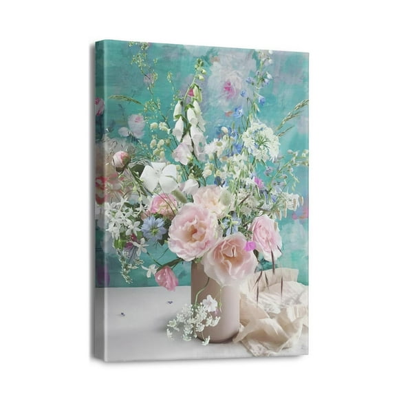 Indian Elegance 12x16 Framed Artwork of Daisy in Vase, Modern Bathroom and Bedroom Decor