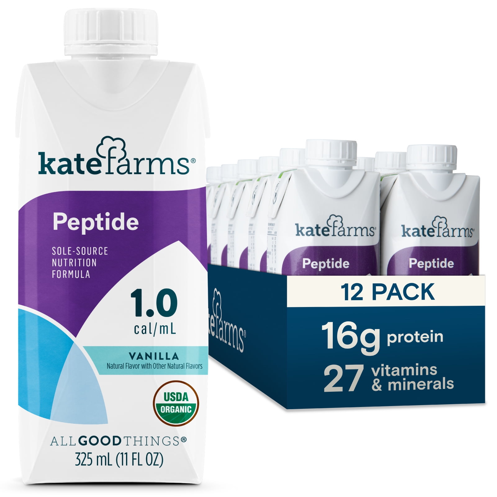 Kate Farms Organic Vegan Adult Peptide 1.0 Formula, Vanilla, Sole