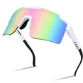 thumbnail image 1 of Gafas de sol deportivas Gafas de ciclismo Gafas de ciclismo con protección UV para actividades al aire libre----Marco blanco y espejo arcoíris, 1 of 1
