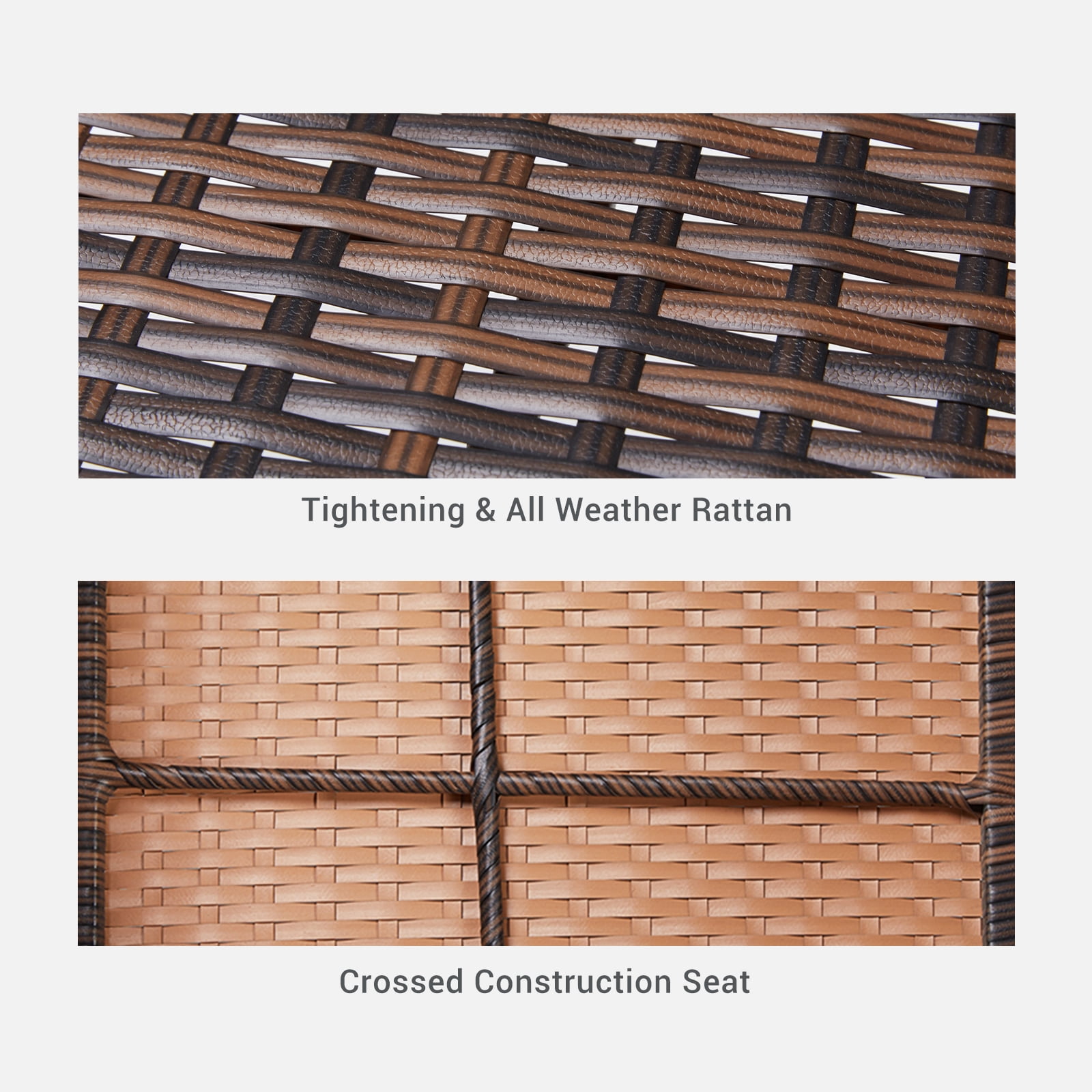SHOUFTW Stylish 4-Piece Brown Wicker Patio Set with Comfortable Cushions and Glass Table – Designed for Outdoor Spaces